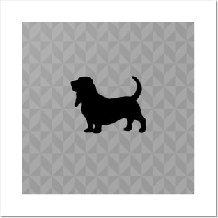 Basset Hound Dog Lover Gift - Scandi Geometric Silhouette Posters and Art